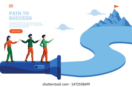 leader showing path to success with torch vector illustration concept