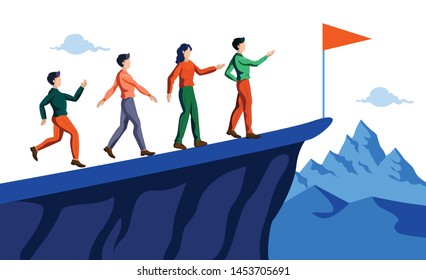 leader showing way to success concept vector illustration