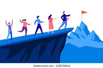leader showing way of success way to team vector illustration