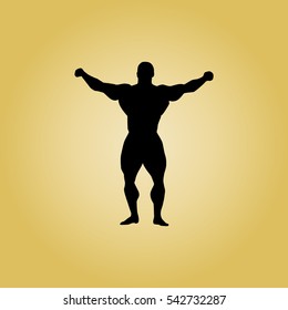 Leader sign, winner, Body-builder man. Fitness club sign, contour line