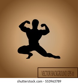 Leader sign, winner, Body-builder man. Fitness club sign, contour line