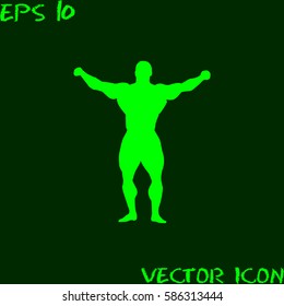 Leader sign, winner, Body-builder man. Fitness club sign, contour line