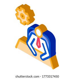 Leader Sit Gear Icon Vector. Isometric Leader Sit Gear isometric sign. color isolated symbol illustration