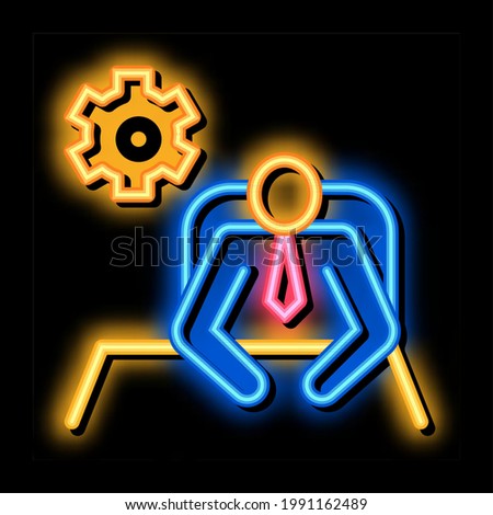 Leader Sit Gear neon light sign vector. Glowing bright icon Leader Sit Gear isometric sign. transparent symbol illustration