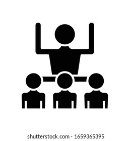 Leader solution black icon, concept illustration, vector flat symbol, glyph sign.