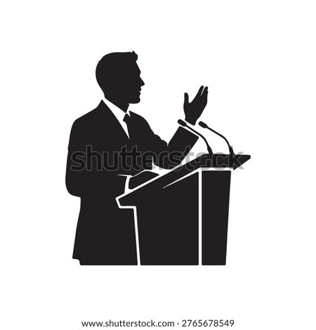 Leader speaker silhouette vector flat design on white background