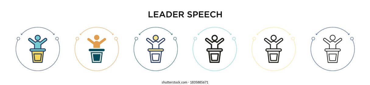 Icono de voz del líder en estilo relleno, delgado, contorno y trazo. Ilustración vectorial de dos diseños de iconos vectores de voz coloridos y negros se pueden utilizar para móviles, ui, web
