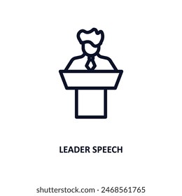leader speech icon. Thin line leader speech icon from people collection. Outline vector isolated on white background. Editable leader speech symbol can be used web and mobile