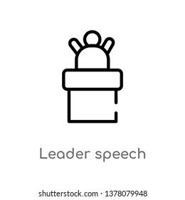leader speech vector line icon. Simple element illustration. leader speech outline icon from people concept. Can be used for web and mobile