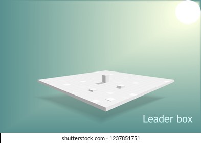 Leader square box on table isometric with sunlight background, business success concept, isometric shape design, vector art and illustration.