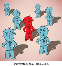 Leader Stand Among Crowd Business Concept Vector