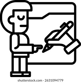 Líder Ilustración vectorial de línea de iconos de trabajo estándar