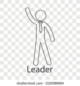 Leader stick man icon concept on transparency background. Business creative  idea design. Line vector illustration use for your project.