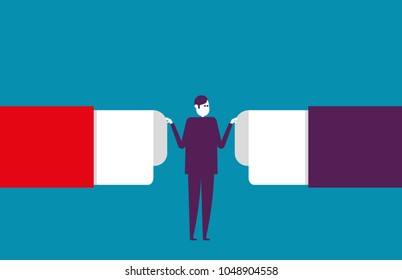 Leader stop conflict. Vector illustration competition business concept.