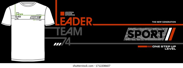 Leader stylish typography slogan for t-shirt. Abstract design with the line and camouflage style. Vector print, typography, poster. Global swatches.