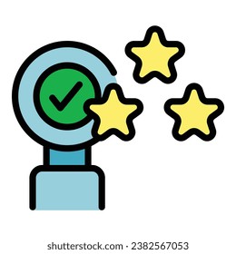 Leader support icon outline vector. Key opinion. Network campaign color flat