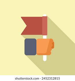 Leader take handle flag icon flat vector. Leadership success. Corporate executive