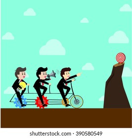 Leader take a  teamwork for aim.