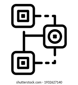 Icono de interacción del equipo líder. Icono de vector de interacción del equipo líder de esquema para diseño web aislado en fondo blanco