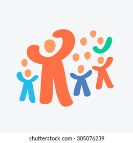 Leader with team people.