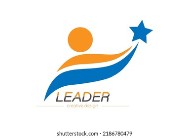 Leader. Template of a logo, sticker, brand or label for a creative idea. Flat style