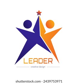 Leader. Template of a logo, sticker, brand or label for a creative idea. Flat style