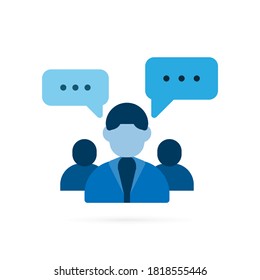 Icono de pensamiento del líder. Concepto de resolución de problemas. Símbolo azul sobre fondo blanco. Ilustración vectorial.
