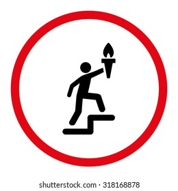 Leader vector icon. This rounded flat symbol is drawn with intensive red and black colors on a white background.