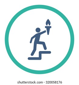 Leader vector icon. This rounded flat symbol is drawn with cobalt and cyan colors on a white background.