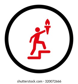 Leader vector icon. This rounded flat symbol is drawn with intensive red and black colors on a white background.