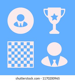 leader vector icons set. with businessman, trophy cup and chess board in set