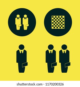 leader vector icons set. with chess board, businessmen and businessman in set