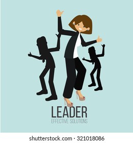 leader woman illustration over blue color background