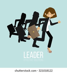 leader woman illustration over blue color background