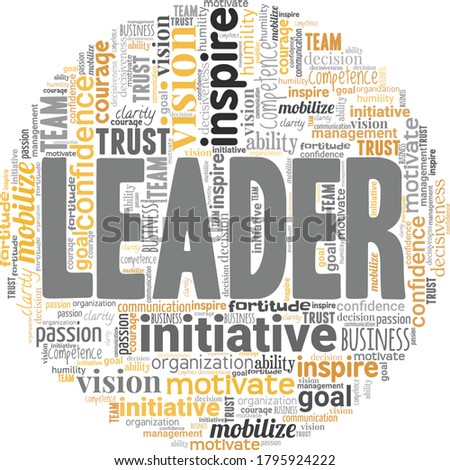 Leader word cloud isolated on a white background.