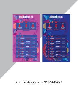 Leaderboard Design Template Game Leaderboard Abstract Stock Vector ...