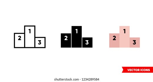 Leaderboard icon of 3 types: color, black and white, outline. Isolated vector sign symbol.