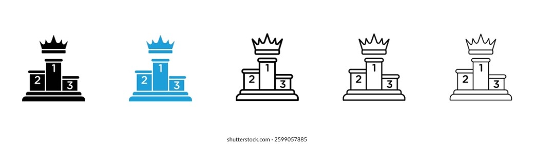 Leaderboard icons vector illustrations in black and blue colors for web and ui designs