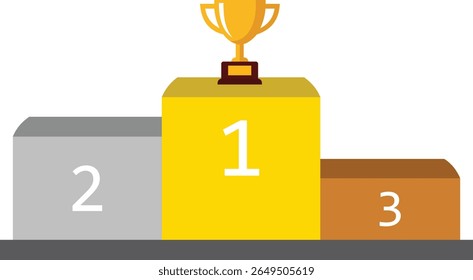 Leaderboard Podium Vector with Trophy and Top 3 Positions – Flat Icon Design