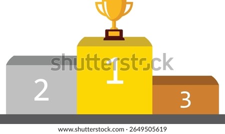 Leaderboard Podium Vector with Trophy and Top 3 Positions – Flat Icon Design
