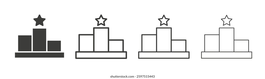 Leaderboard vector icon set in black and white color.