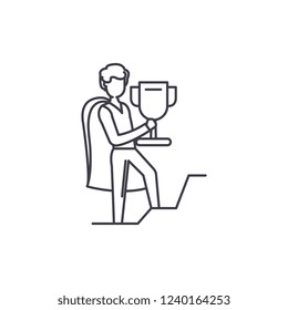 Leader's award line icon concept. Leader's award vector linear illustration, symbol, sign