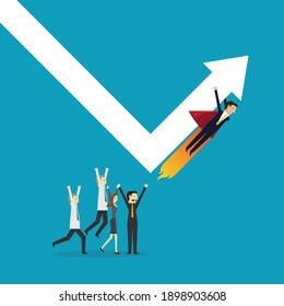Leaders graph the downfall to grow, Vector illustration in flat style