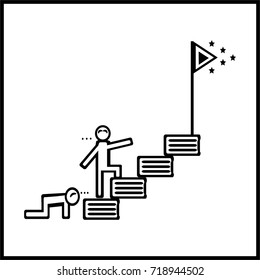 Leaders and ladders for success / The goal is not far away./ icon vector/Victory Path