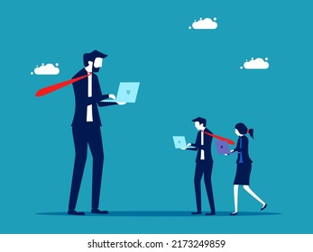Leaders and subordinates work together as a team. giving advice on the job