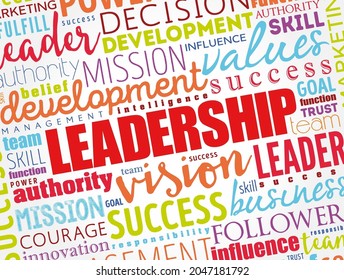 LEADERSHIP - ability of an individual to influence and guide followers or other members of an organization, word cloud concept background