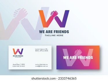 Leadership Abstract Vector Logo and Business Card Template. Handshake Symbol Incorporated in Letter L Creative Concept. Premium Stationary Realistic Mockup. Isolated