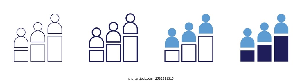 Leadership achievement icon in 4 different styles. Thin Line, Line, Bold Line, Duotone. Duotone style. Editable stroke.