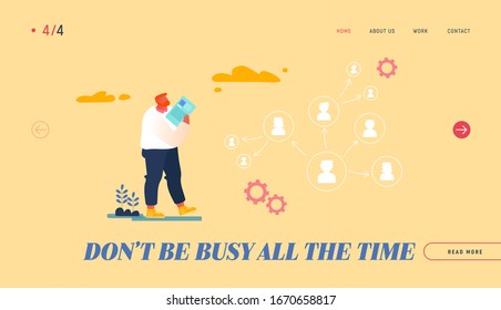 Leadership, Authority, Effective and Productive Management Landing Page Template. Company Boss, CEO Character Delegating Responsibilities to Employees Look on Arrow Scheme. Cartoon Vector Illustration