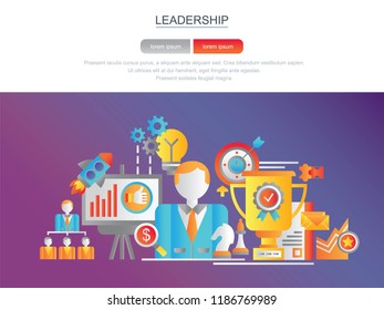 Leadership. Banner for the site. Modern flat conceptual web banner. Landing page template. Conceptual vector illustration for graphic design and web design. Concept.